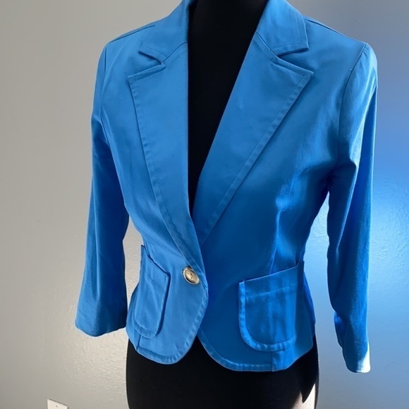 Light blue blazer size 8 shoulder pads - Picture 4 of 9